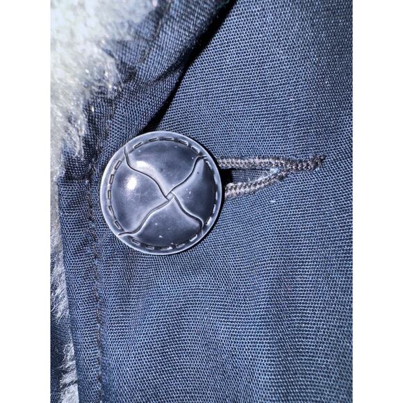 Vintage Chore Jacket Navy Canvas Coat Size 44 Sherpa Style 1970s Retro Utility - Picture 5 of 13